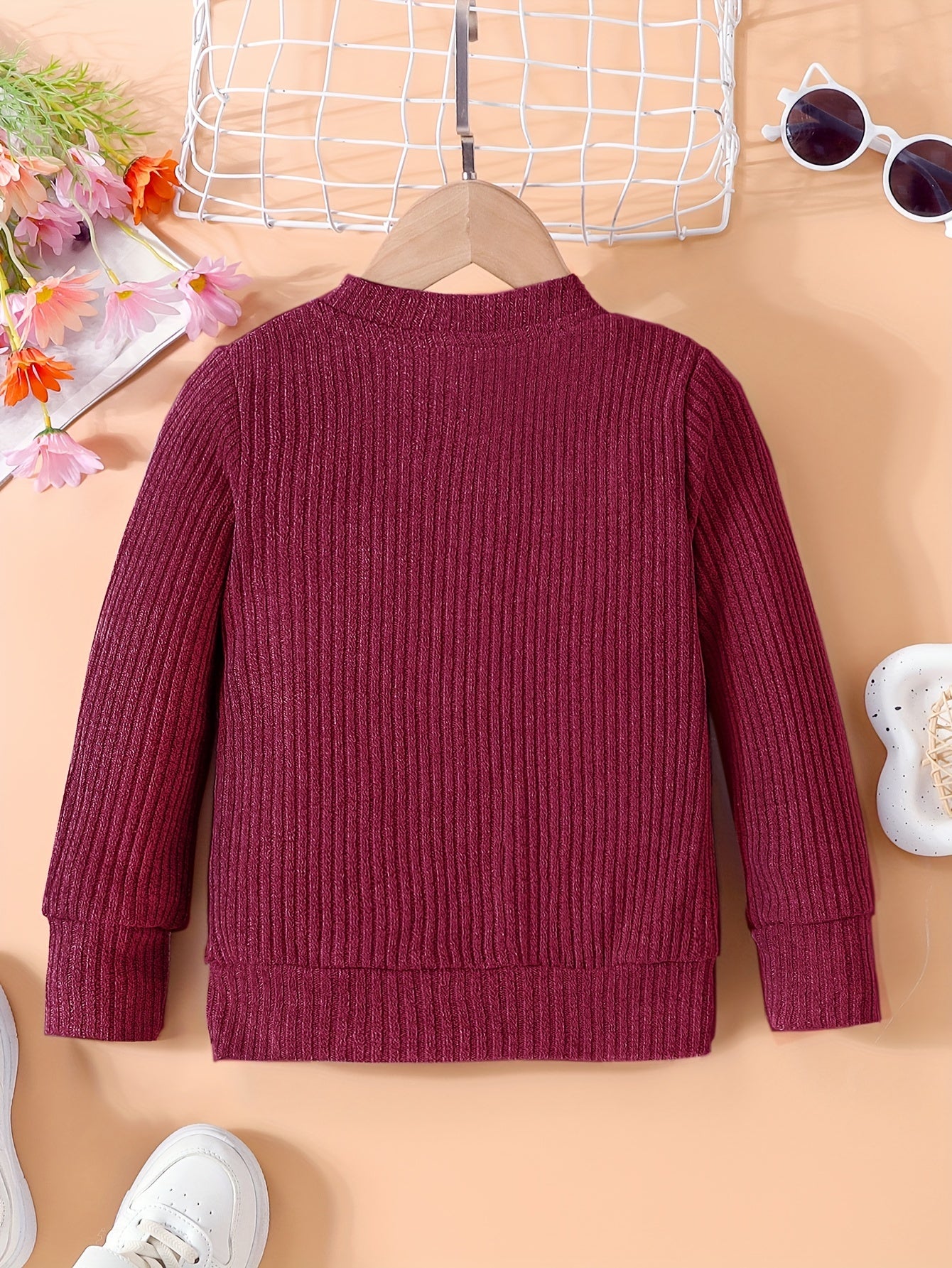 Comfy Toddler Girls Knit Cotton Long Sleeve Cardigan for Autumn Winter