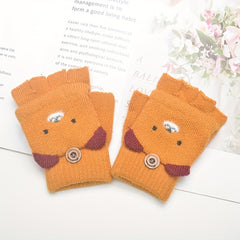 Kids' Cartoon Bear Cashmere Gloves for 3-6 Years