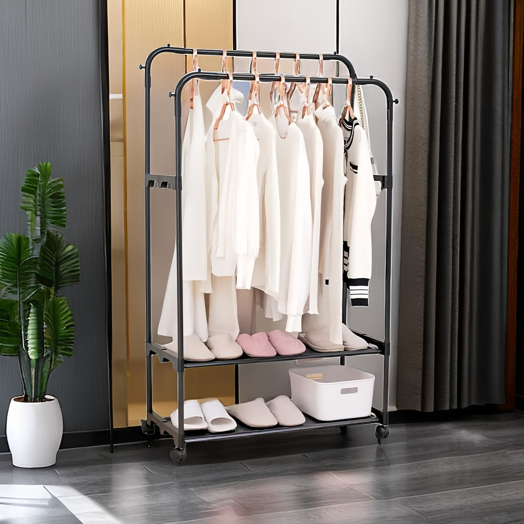 Thickened Drying Rack Shoe Cap Storage Coat Rack With Wheels