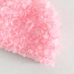 Peach Pink 3D Flower Swim Hat for Women