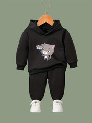 Cat Pattern Long Sleeve Hooded Sweatshirt Girls Comfy Hoodies Pullover