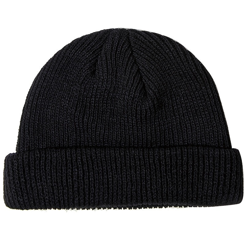 Women's Slouchy Knit Beanie Cap Warm Winter Acrylic Roll up Edge Skull