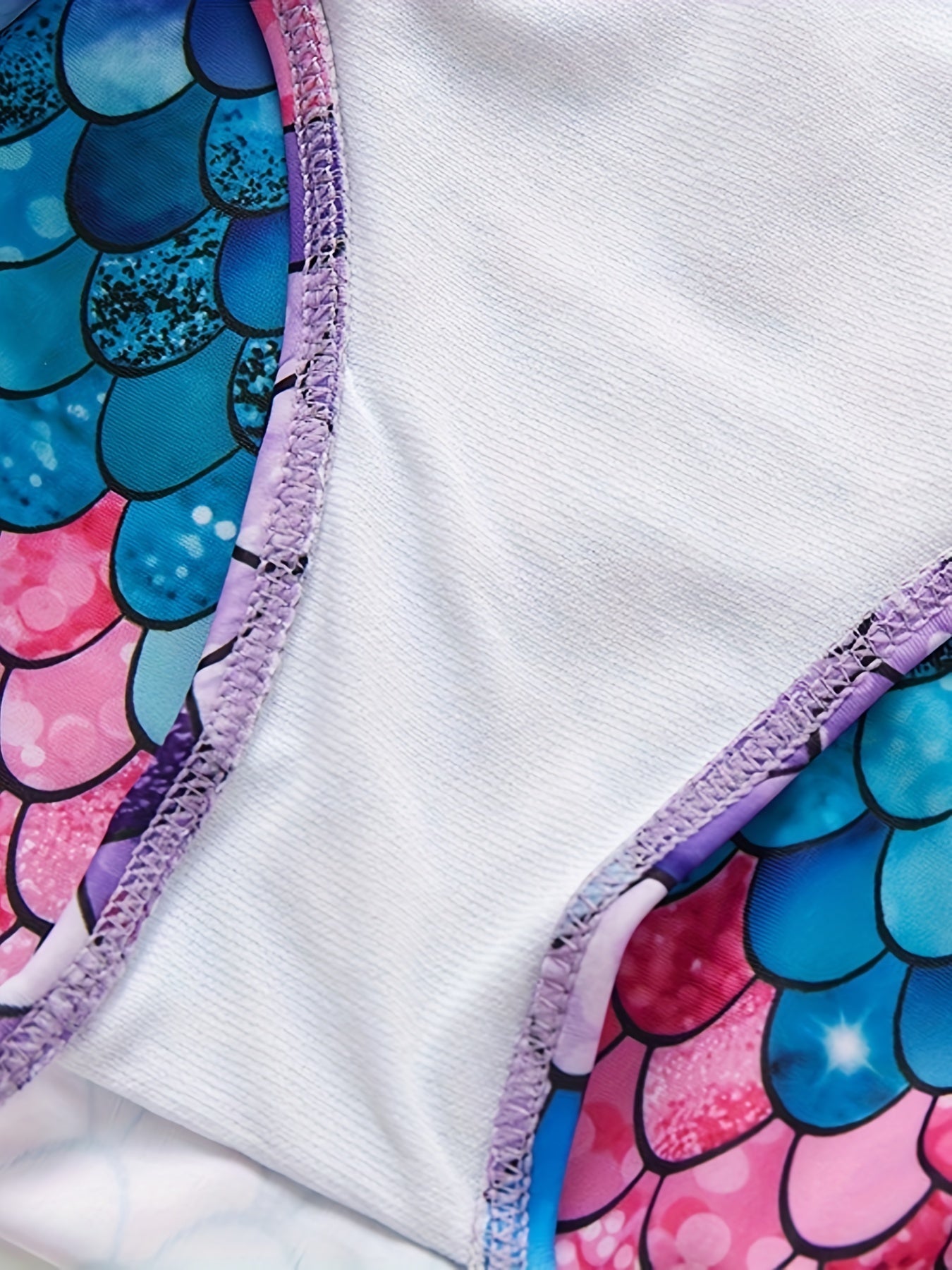 Girls Swimsuit Gradient Fish Scale Print Onesie Swimsuit