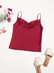 Solid Cowl Neck Cami Top for Club & Party