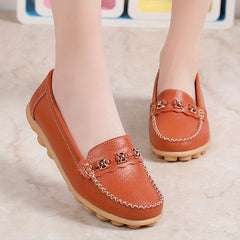 Women's Metal Decor Flat Loafers Slip On Shoes