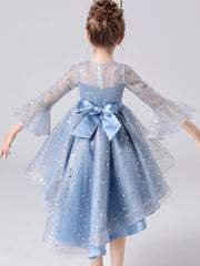 Girls Puffy Princess Dress Trumpet Sleeve