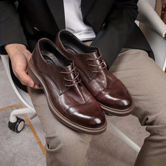 Men's Cap Toe Derby Shoes Lace up Front Dress Shoes For Men