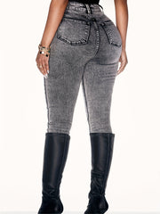 Casual Jeans Women's Plus Solid Distressed High Rise Skinny Jeans