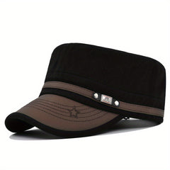 PU Leather Baseball Cap Army Flat Cap Dad Hat Unisex Adjustable