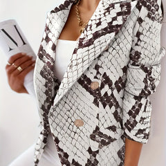 Snake Skin Print Double Breasted Blazer