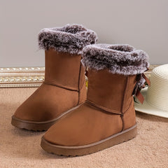 Warm Snow Boots With Bowknot Decoration Soft And Comfortable