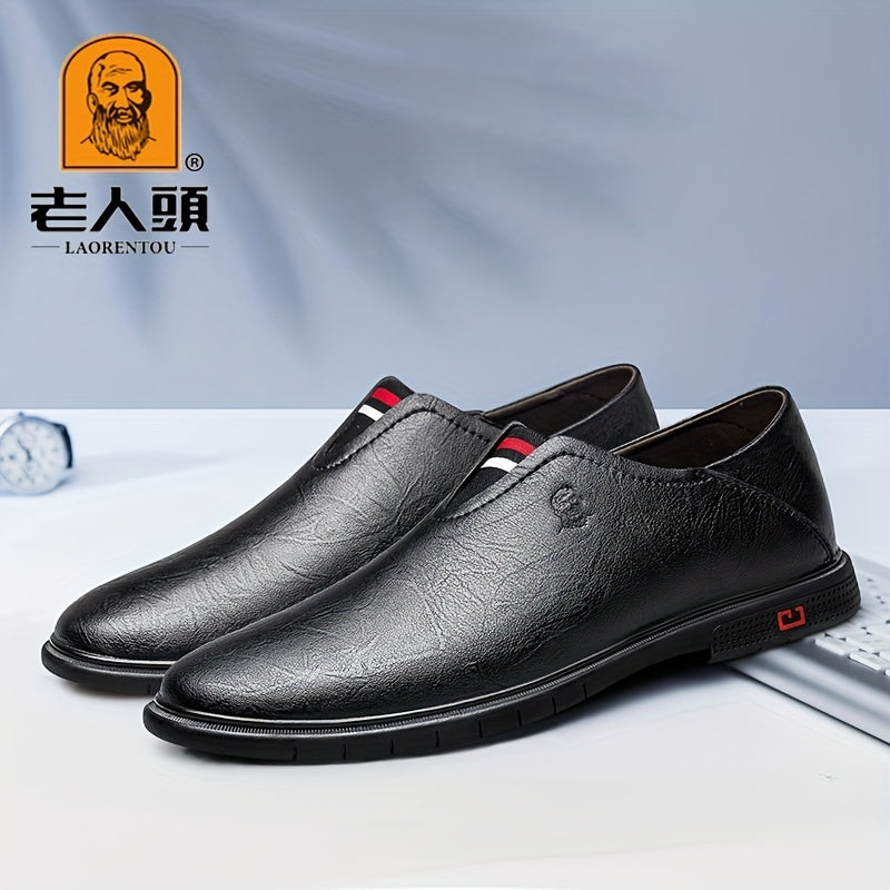 LAORENTOU Men's Leather Slip On Loafer Shoes Lightweight Soft Sole Dress Shoes
