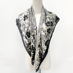 Orange Printed Silk Scarf Small Square Bandana Winter Warm