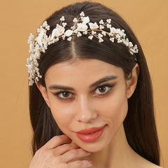 Faux Pearl Flower Bridal Headband Wedding Hair Accessories