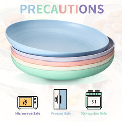 5pcs 22.86cm Plastic Dinner Plates Set, Reusable & Sturdy