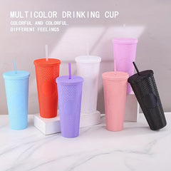 700ml Double Layer Plastic Milk Tea Cup with Straw