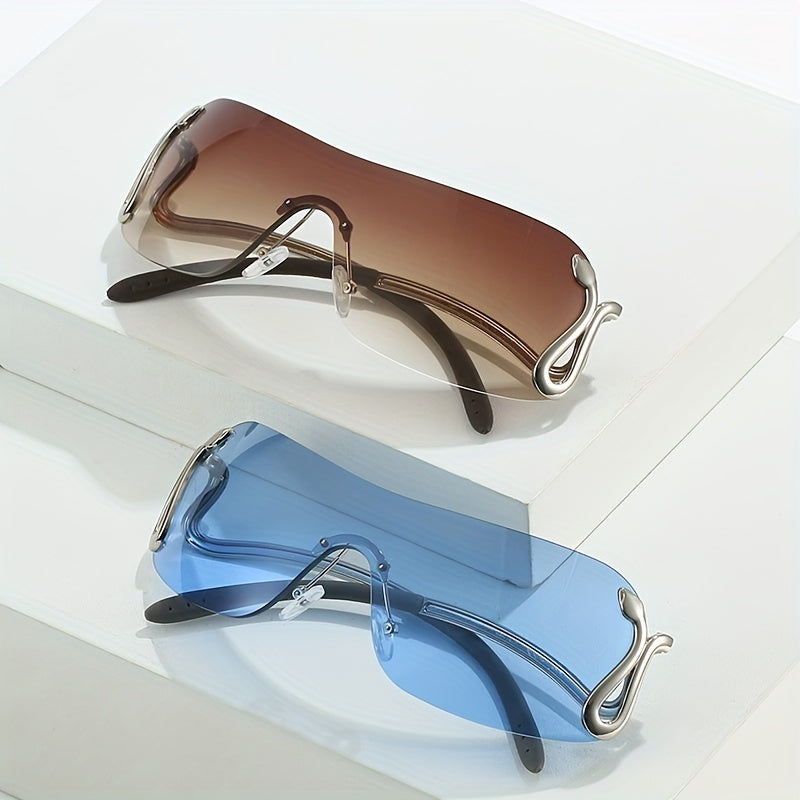 Y2K Rimless Sunglasses Snake Temple UV400