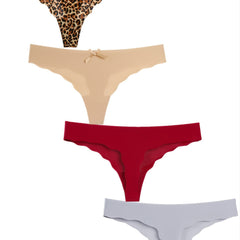 4 Pack Plus Size Seamless Bow Front Panties High Stretch