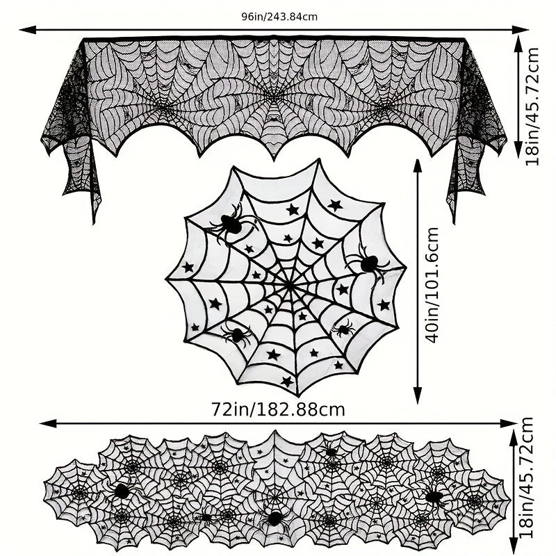 Halloween Lace Spider Web Tablecloth Flag Decoration