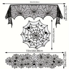Halloween Lace Spider Web Tablecloth Flag Decoration
