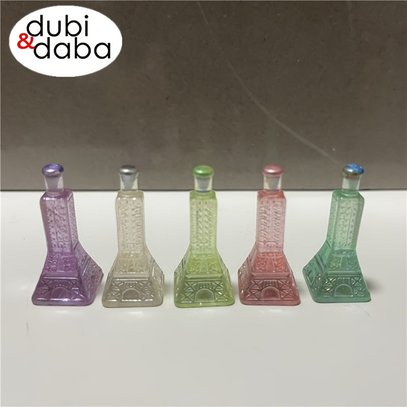 Set of 5 Mini Iron Tower Shaped Bottles Resin Ornaments
