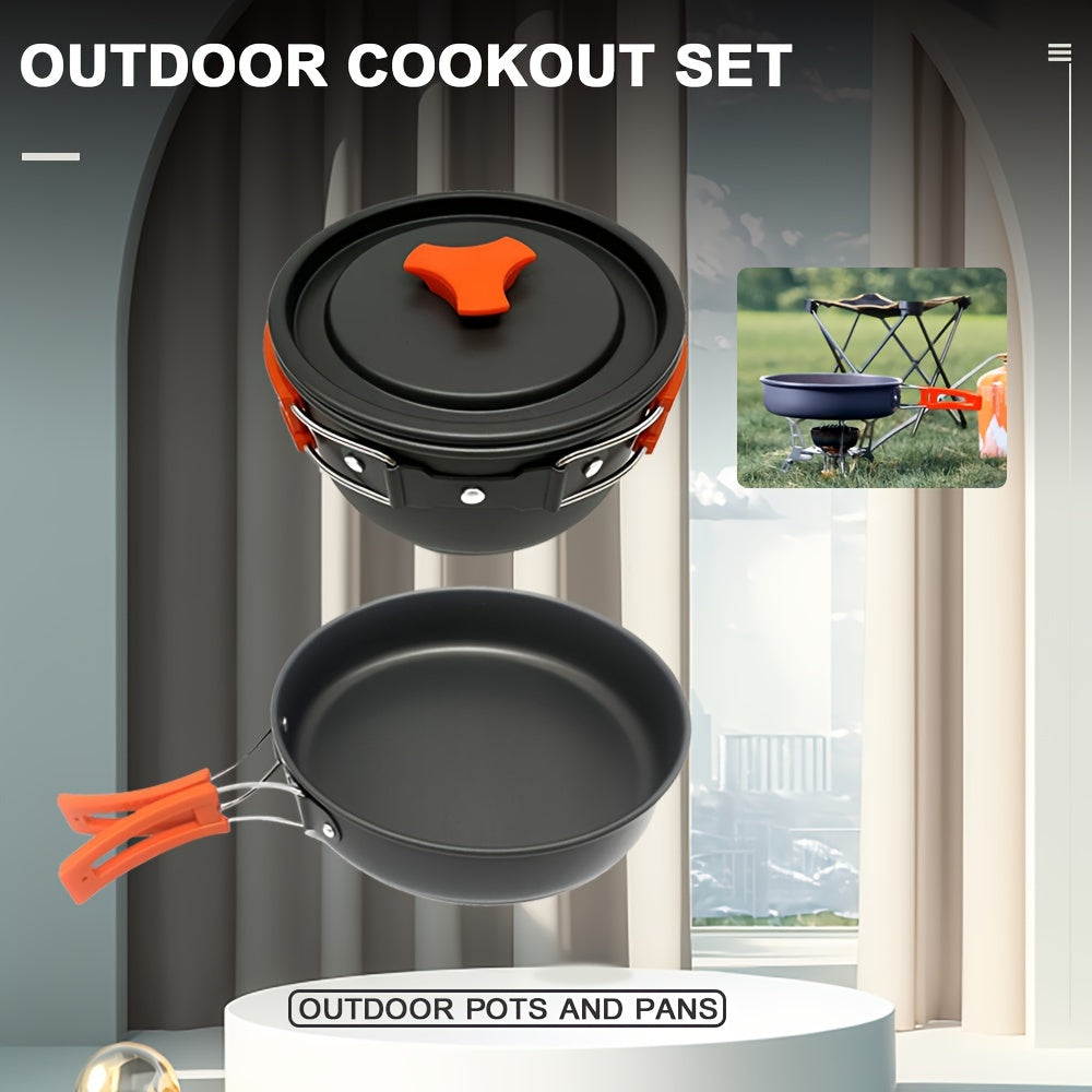 Stainless Steel Camping Cookware Set for 2-3 People, Non Stick, Foldable