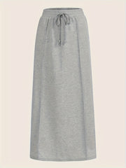 Sporty Skirt Women's Plus Elastic Drawstring Maxi Skirt