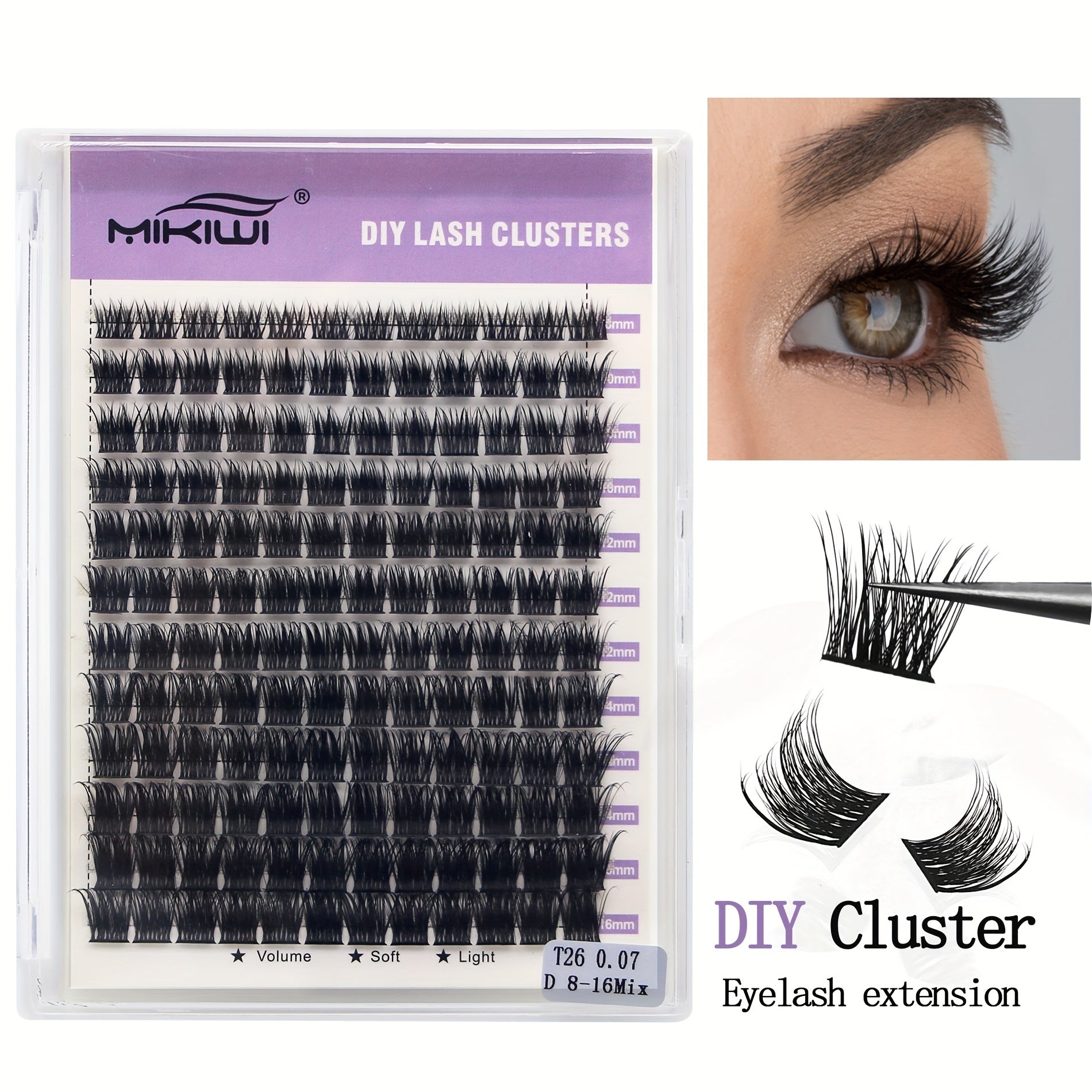 144Pcs D Curling False Eyelash Clusters DIY Extension 8-16mm Mixed Length