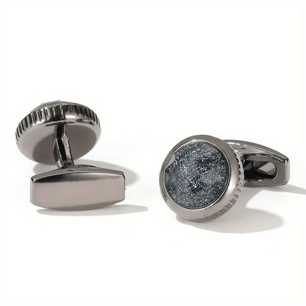 Colorful Crystal Round Men's Shirt Cufflinks Closure