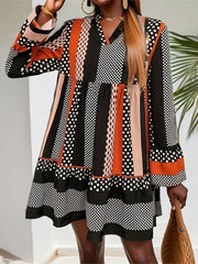 Women's Plus Colorblock Polka Dot Smock Dress