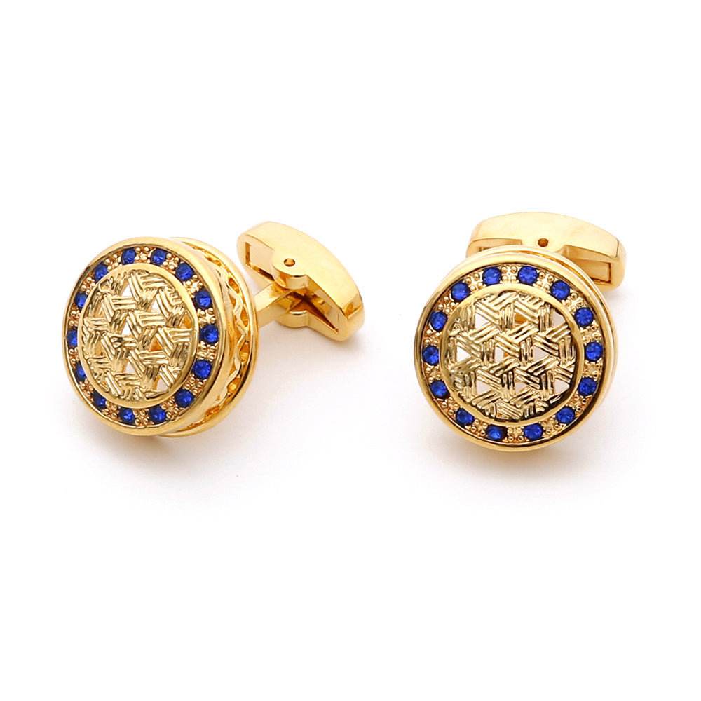 Men's Rhinestone French Round Cufflinks