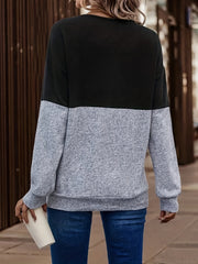 Block Long Sleeve Sports T shirts V neck Casual Running Tops Women's Tops