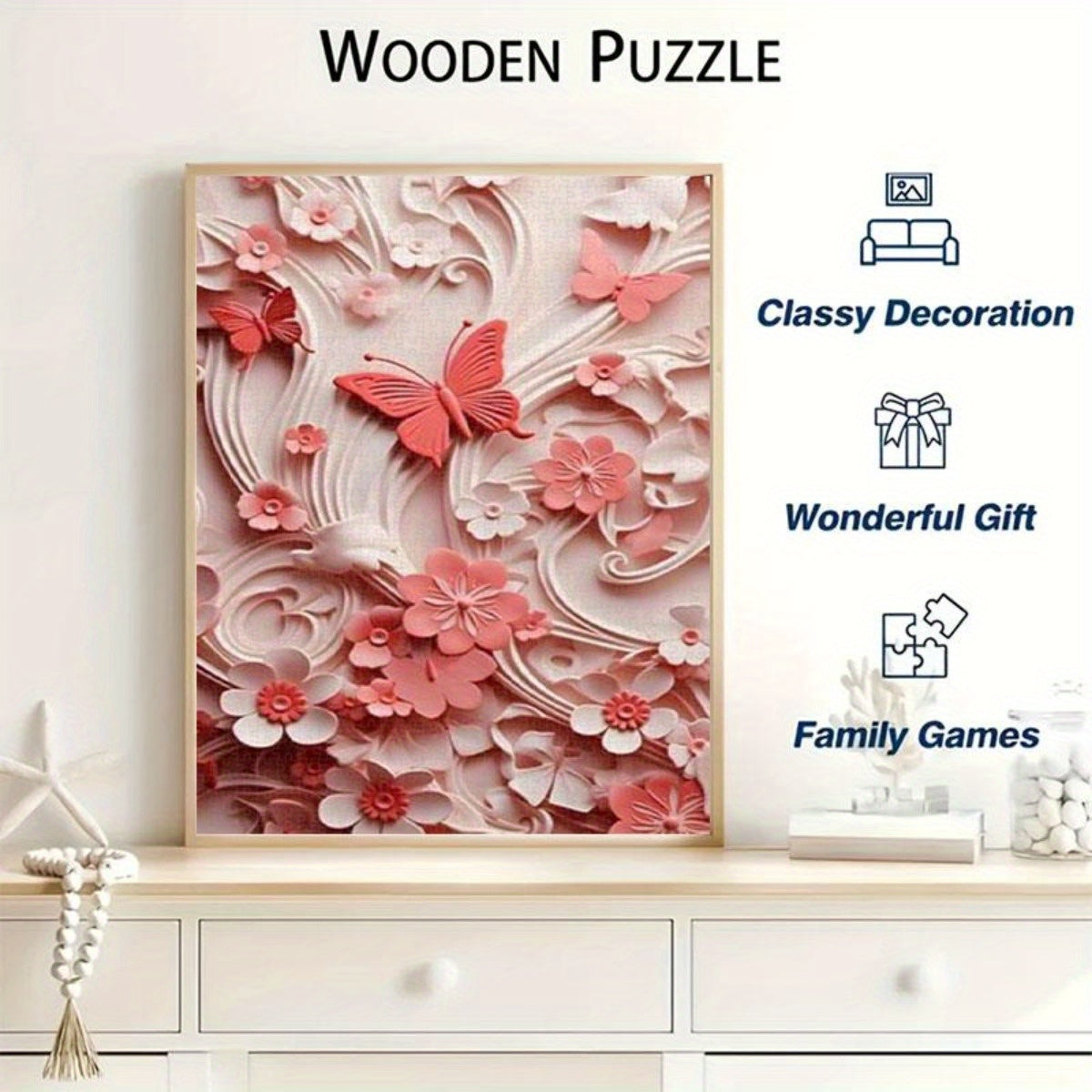 3D Relief Butterfly & Flower Sea Puzzle Romantic Healing Collage