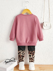 MINI GIRL 2pcs Sweatshirt & Leopard Leggings Set