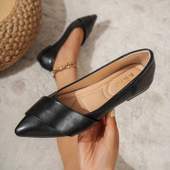 Women's Pointed Toe Slip On Flats Soft Sole Faux Leather Ballet Shoes