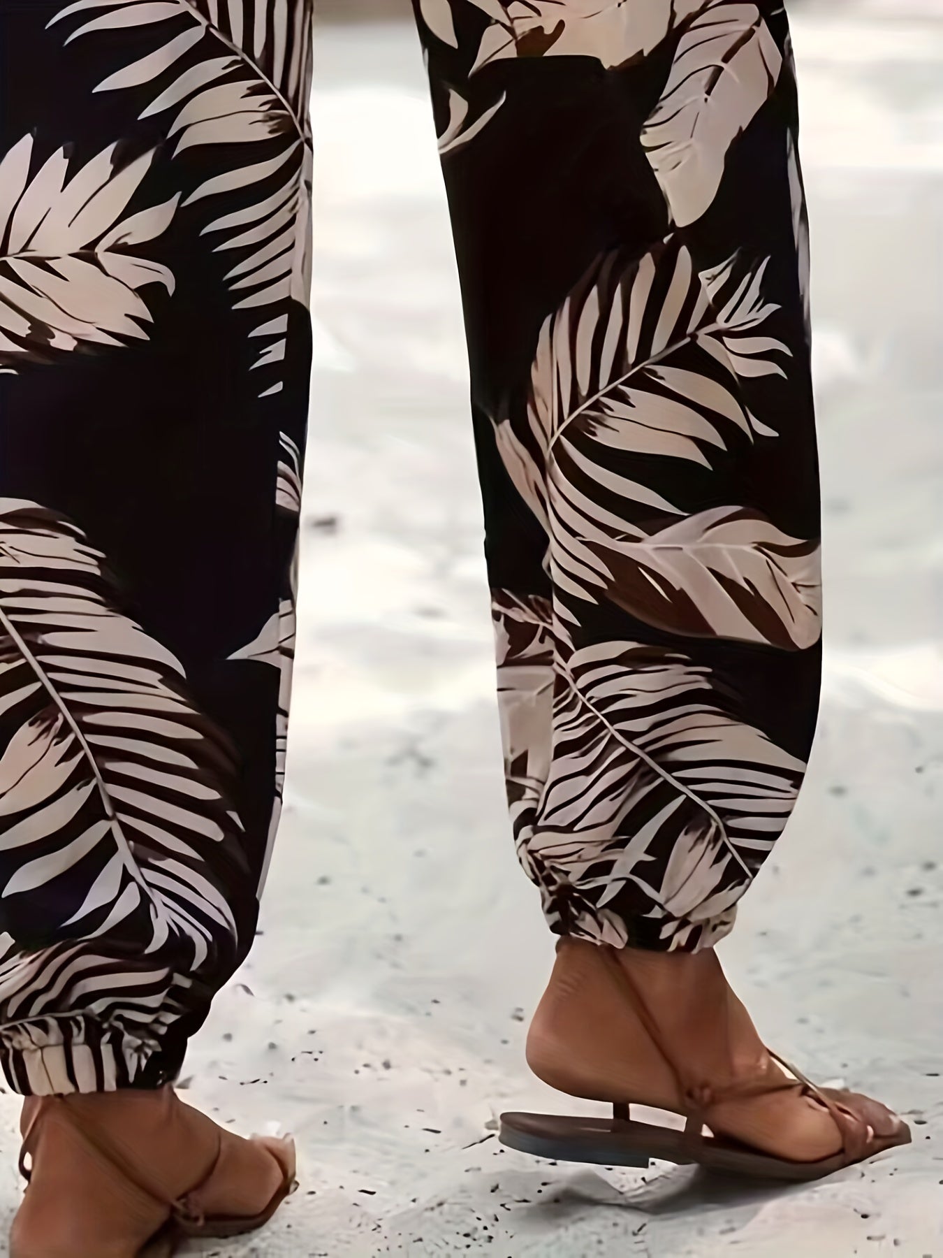 Floral Print High Waist Drawstring Pants for Women's Vacation