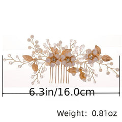 Silver Flower Hair Comb Pearl Rhinestone Bridal Wedding Tiara