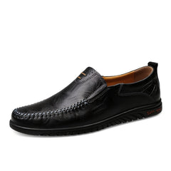 CLOHOO Customizable Leather Loafer Shoes Soft Sole Stitching Rubber Sole