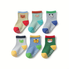 Boys Animal Print Striped Socks Non-slip Cotton Socks for Toddler