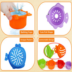 Kids Water Play Set Stackable Layered Cups for Beach Bath PP Material