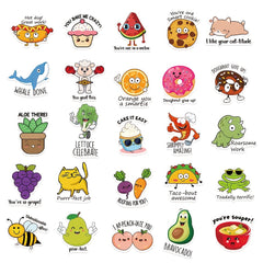 50 Fun Teacher Stickers Mixed Animals And Plants Waterproof Stickers