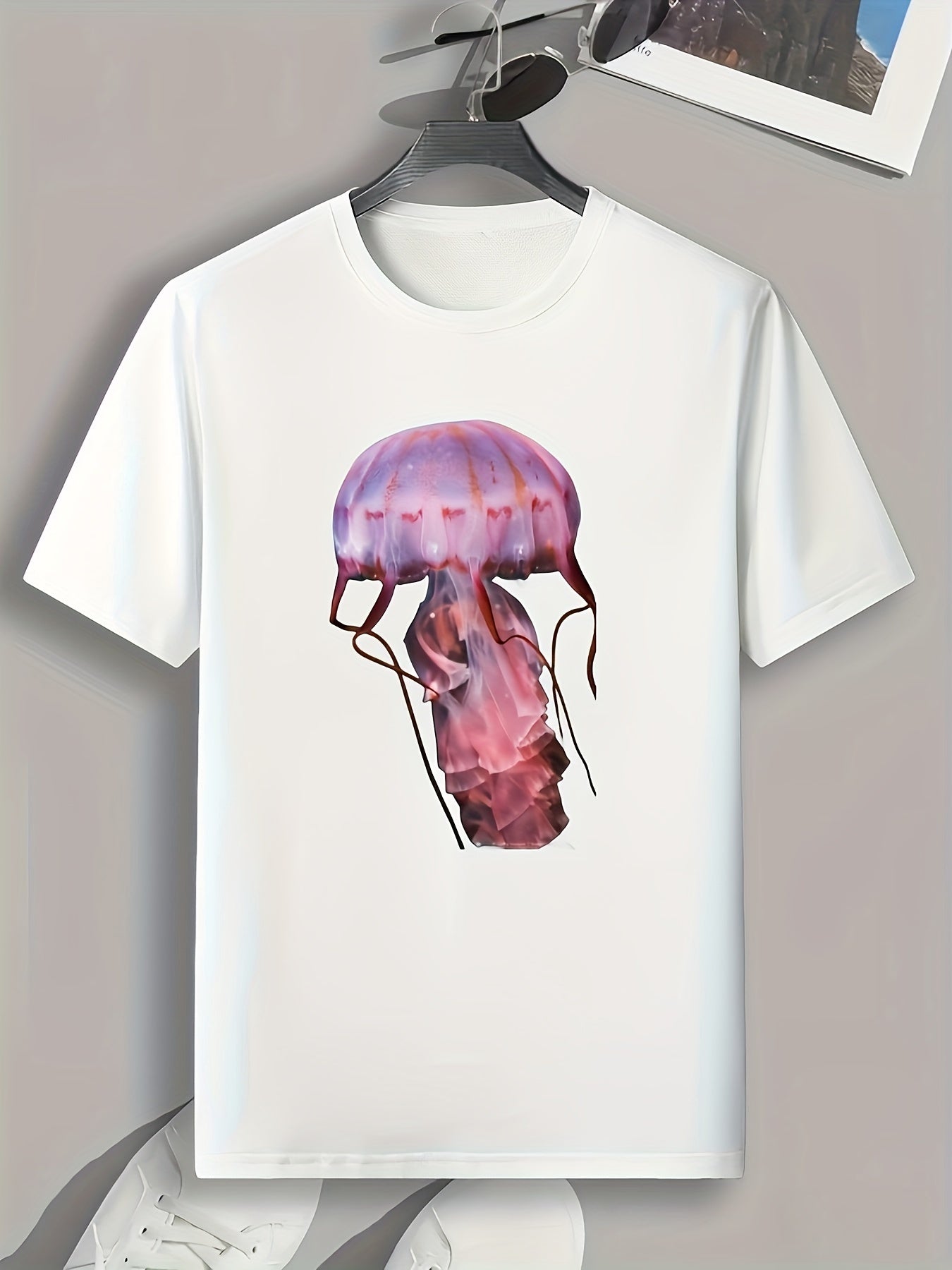 Jellyfish Print Men's Graphic T-shirt for Summer