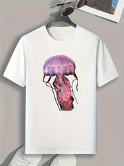 Jellyfish Print Men's Graphic T-shirt for Summer