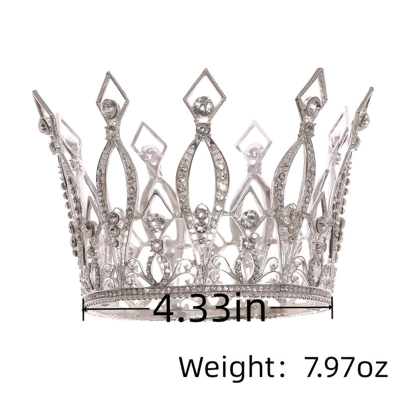Crystal Tiara Crown Colorful Round Queen Diadems Wedding Hair Accessory