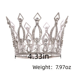 Crystal Tiara Crown Colorful Round Queen Diadems Wedding Hair Accessory