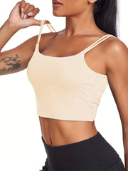 Twist Back Sports Bra Fitness Padded Yoga Crop Tank Top