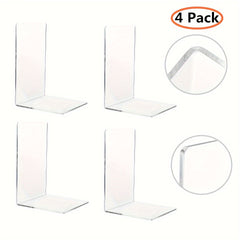 Acrylic Bookends Clear 8 pcs Stopper for Books Movies CDs Bedroom Library Office