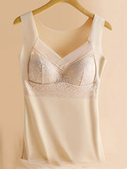 Lace Thermal Underwear V Neck Sleeveless Top Soft & Comfortable