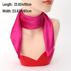 Solid Satin Square Scarf Classic Silk Neckerchief Casual Bandana