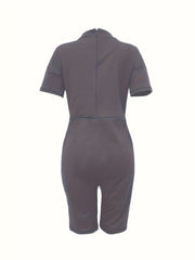 Women's Plus Size V-Neck Romper with Pockets